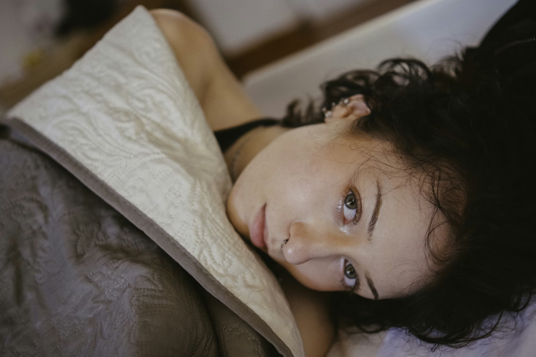 A woman in bed